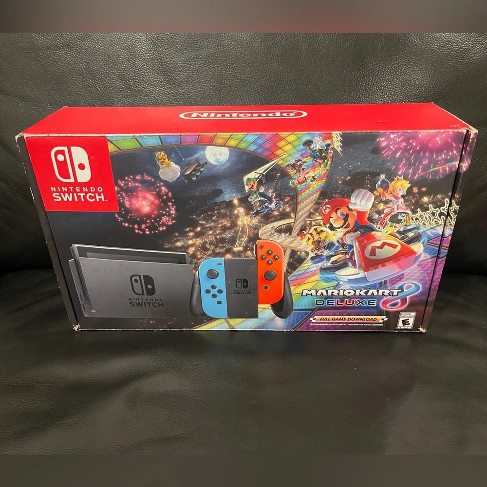 Nintendo Switch w/ Neon Blue & Neon Red Joy-Con + Mario Kart 8 Deluxe